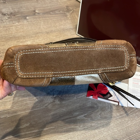 Coach Gold And Metallic Patchwork Medium Duffle Handbag - Picture 3 of 13